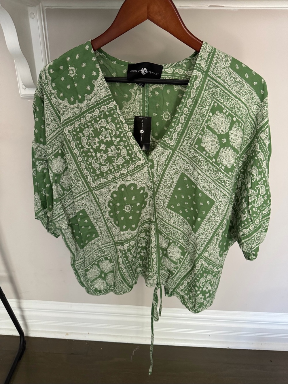 Ashley Stewart short sleeve blouson peasant top - plus size 2X.